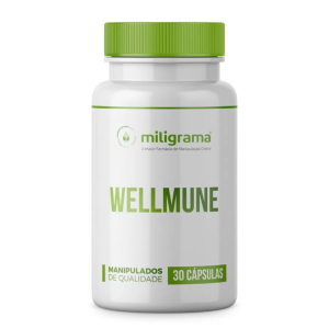 Embalagem do produto 'Wellmune', feito pela Farmácia de Manipulação Miligrama.